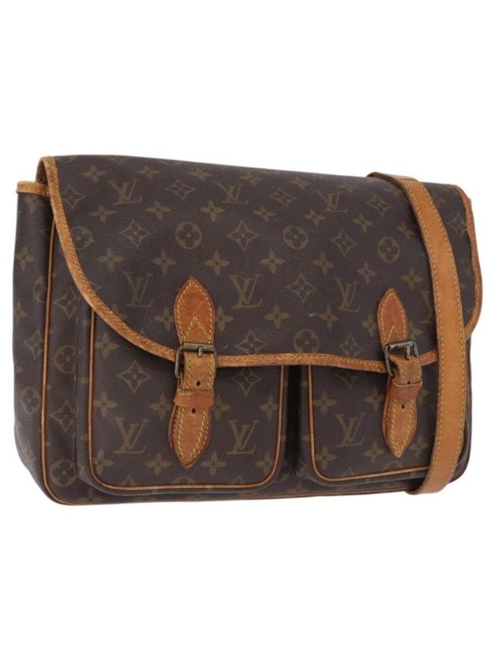 Authentic LOUIS VUITTON Monogram Gibeciere GM Shoulder Bag M42246 LV